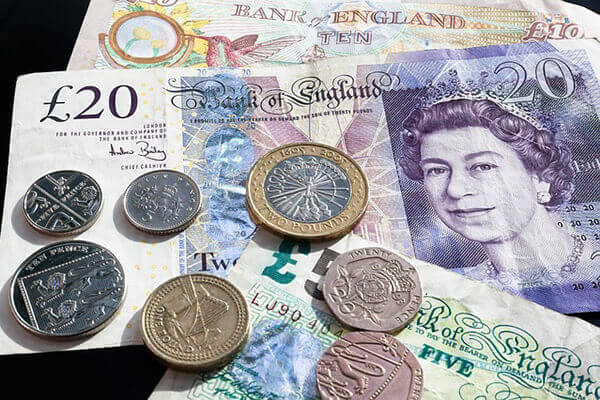 British money in notes and coins