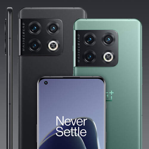 OnePlus phones in various positions