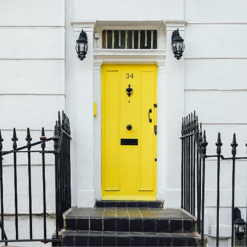 Yellow painted city door