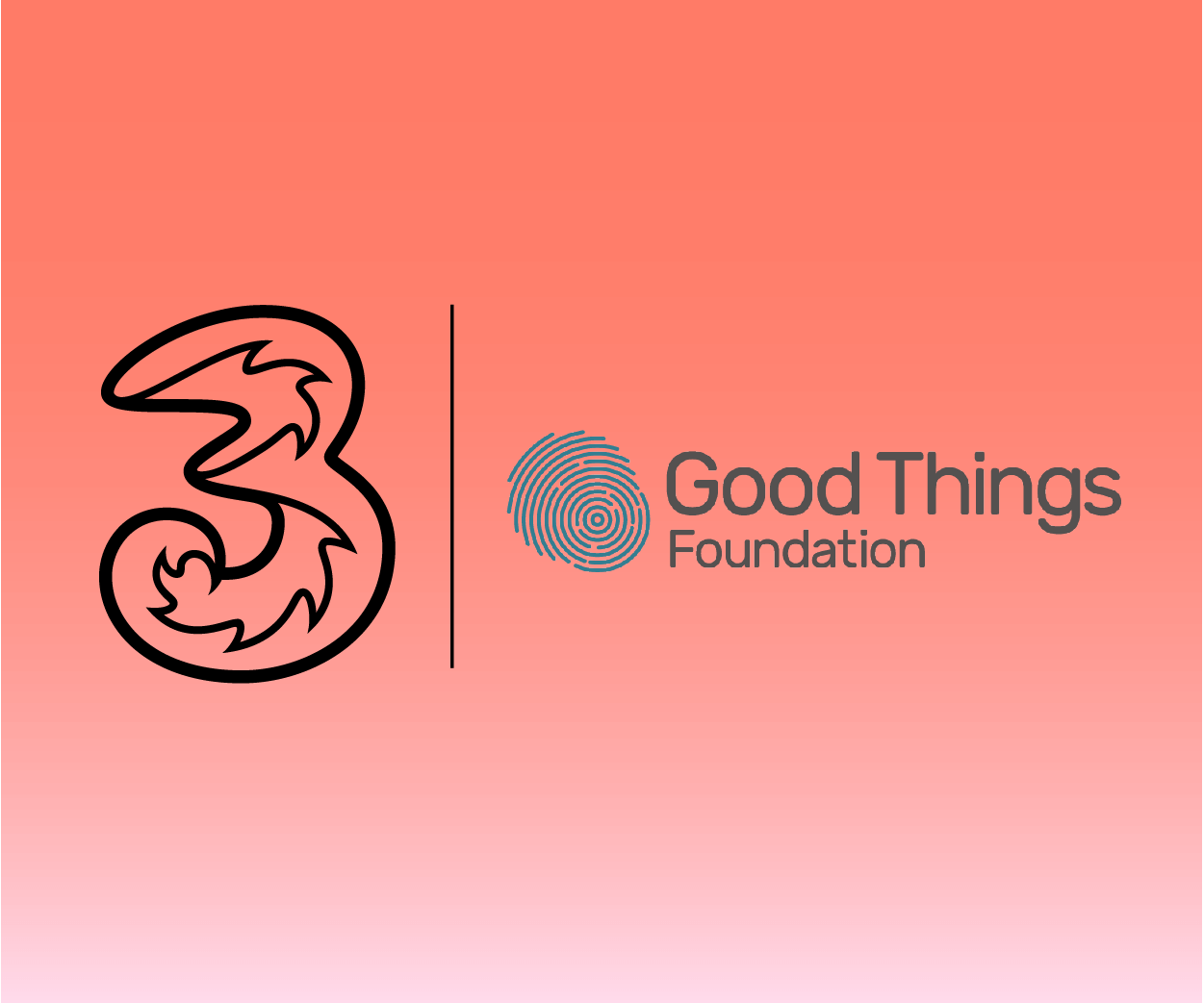 Three logo and Good Things Foundation logo