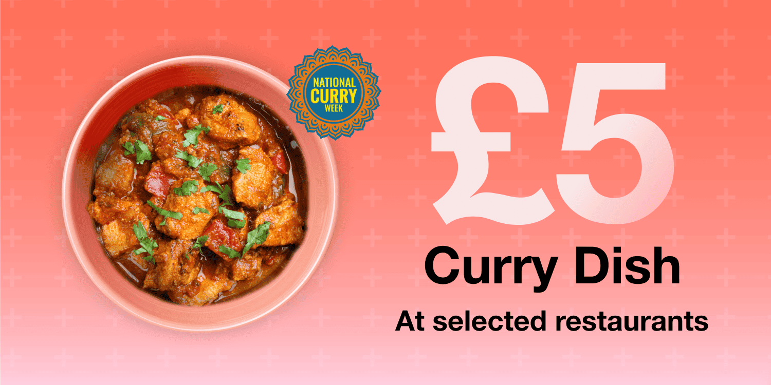 Treat yourself to a delicious £5 curry dish this October.