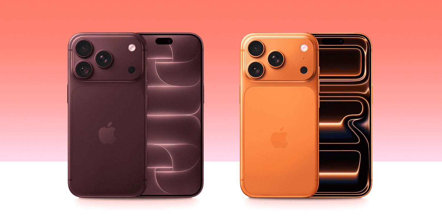 Apple iPhone 18 Pro in Burgundy with iPhone 17 Pro in Cosmic Orange