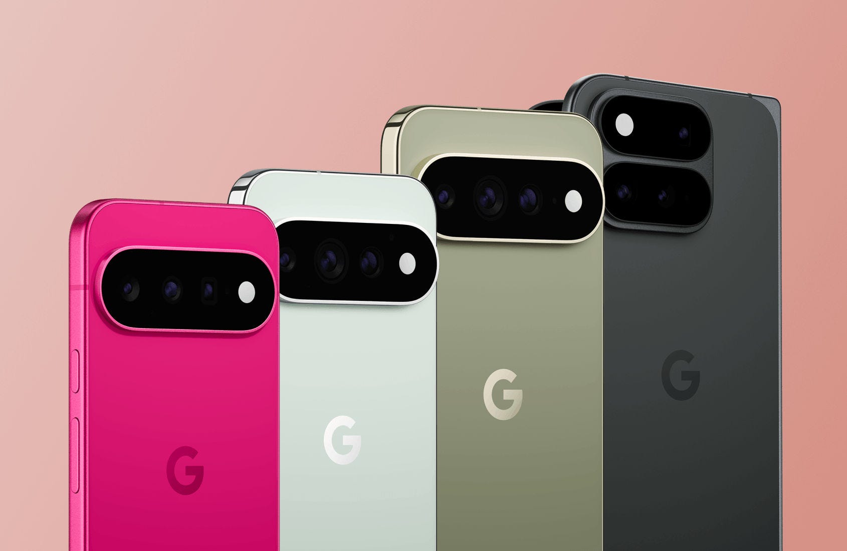 4 Google pixel series phones in different colours