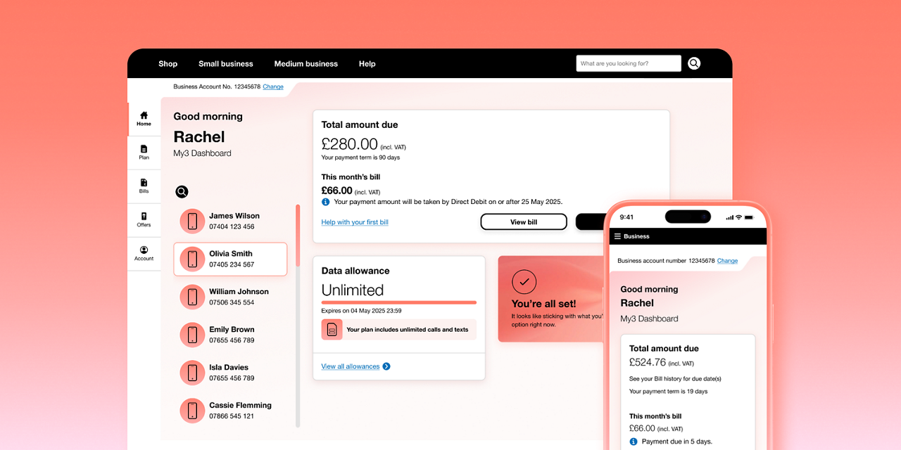 My3 Dashboard page screenshot