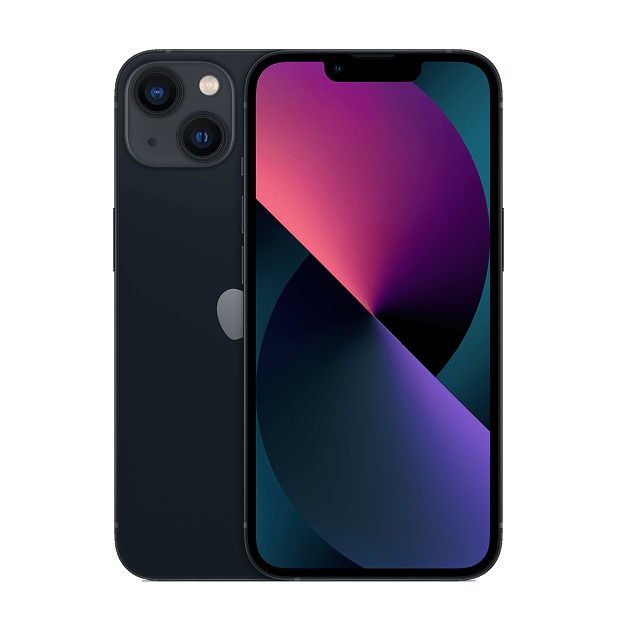 iPhone 13 front and rear in Midnight