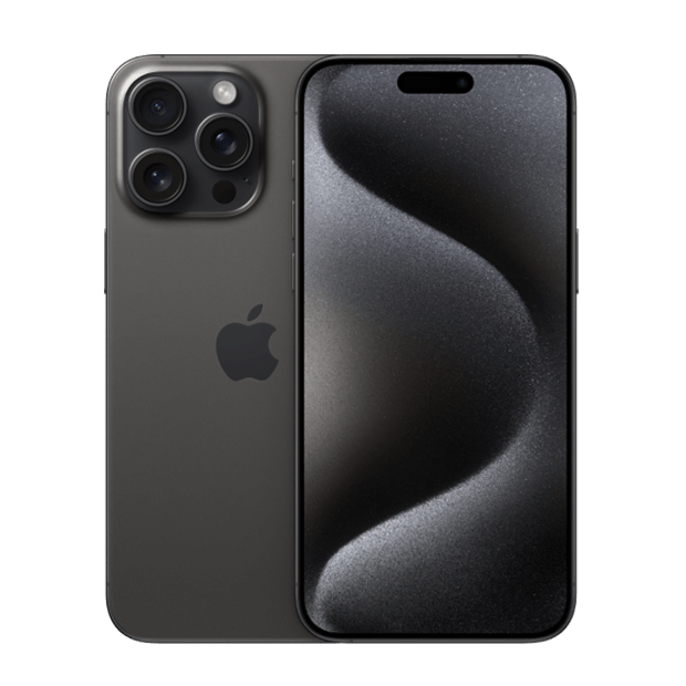 iPhone 15 Pro front and rear in Titanium Black