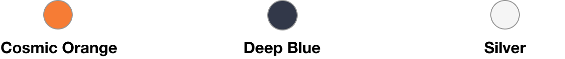 Cosmic Orange, Deep Blue, Silver