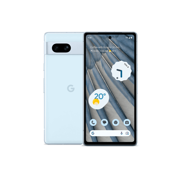 Google Pixel 7a, front and back