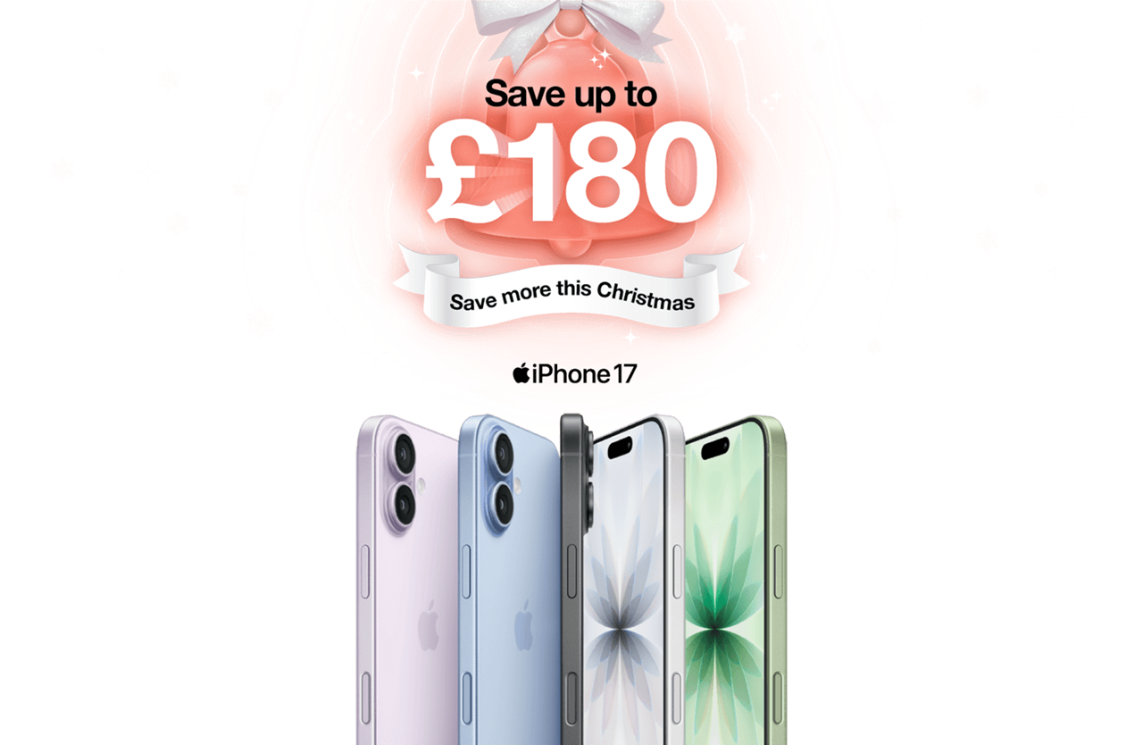 Save up to £170. Save more this christmas. iPhone 17