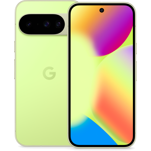 Google Pixel 9 front and rear in Obsidian.