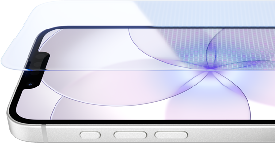 iPhone 17e, front exterior with Ceramic Shield 2, side exterior, white colour, buttons: Action, volume
