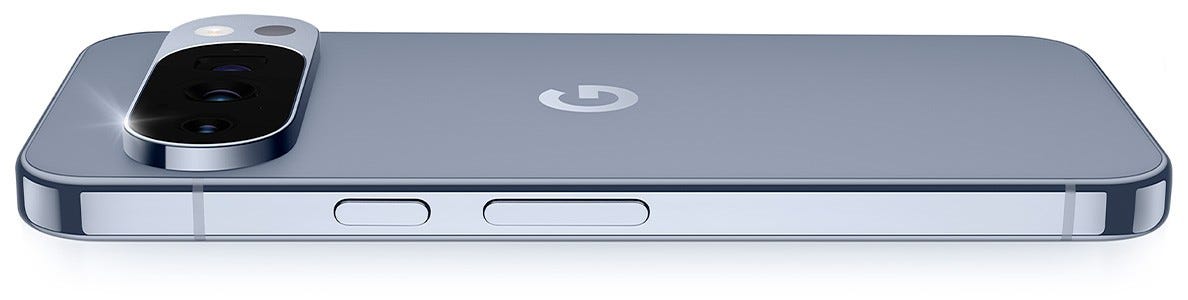Pixel 10 Pro in Moonstone, lying flat
