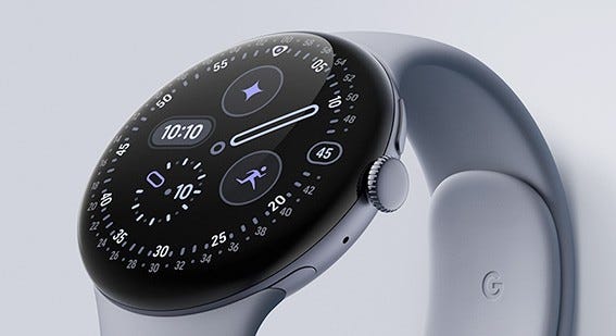 Google Watch 4 with a Moonstone colour watch band