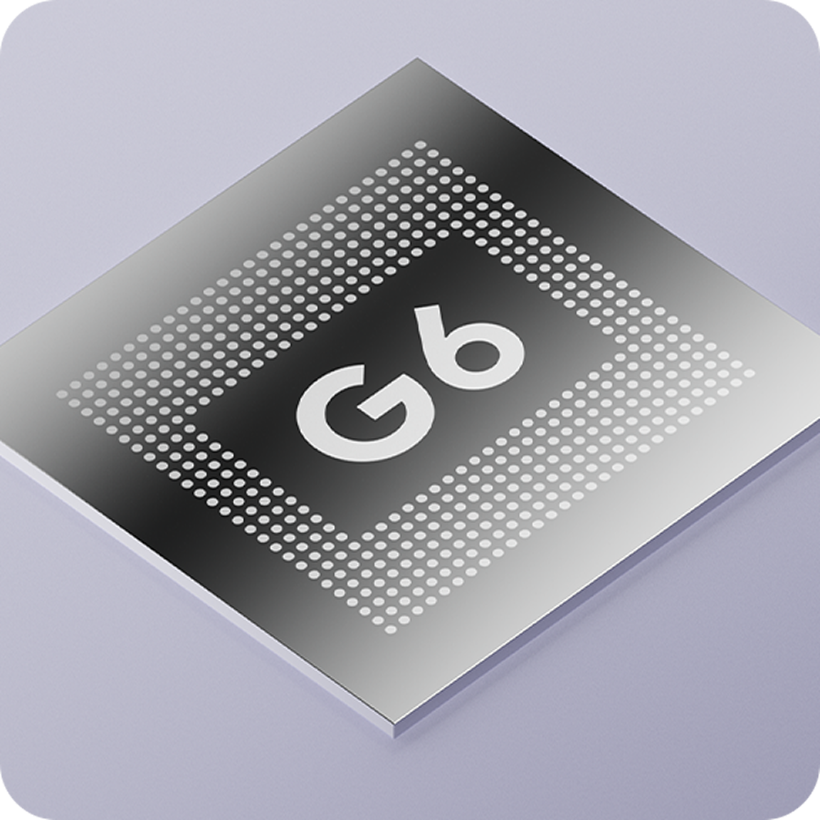 Angled shot of the Google Tensor G6 chip,.