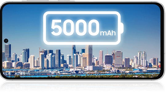 5,000mAh battery display over a city
