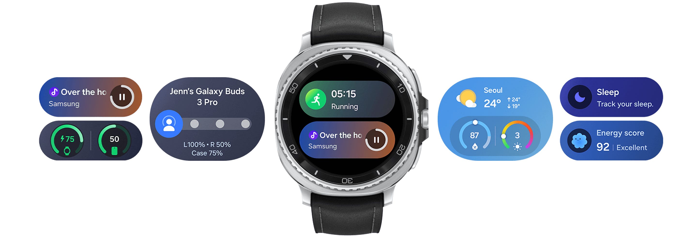 One UI user interface, showing lots of colourful icons and shortcuts