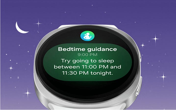 watch showing bedtime reminder