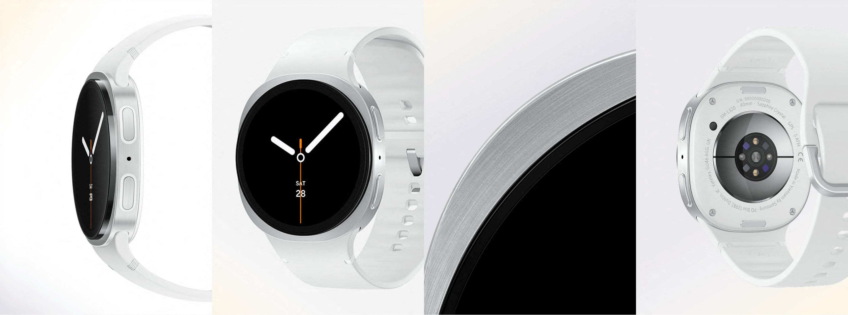 Various images of watch8 showing the signature cushion design