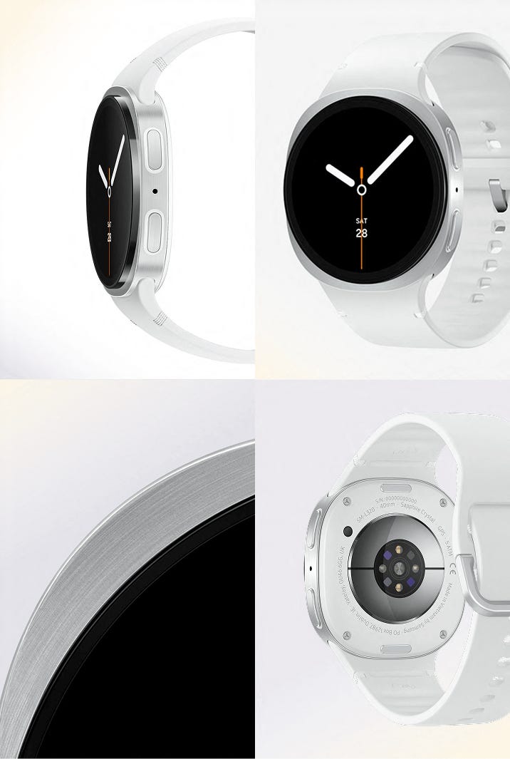 Various images of watch8 showing the signature cushion design
