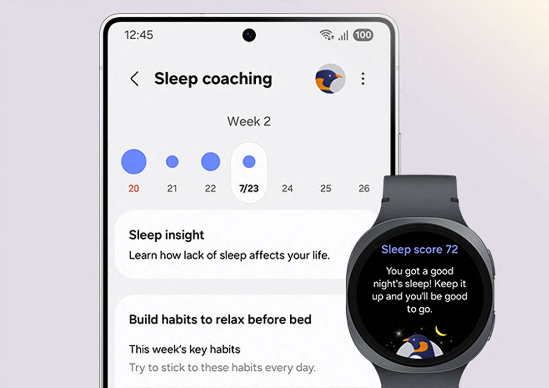 An image showing sleep data on connected phone where watch8 is also in iframe