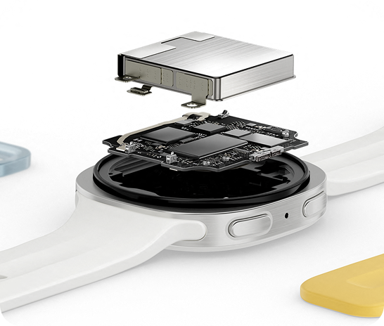 An image of the Watch9 with the internal components flowing above the device