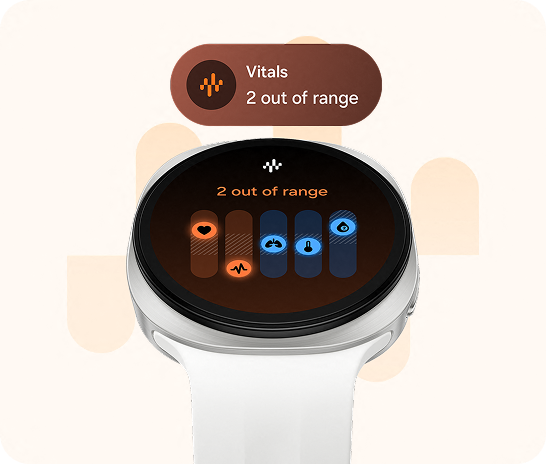The Watch9 showing 5 vital measurements and the ranges they should be in