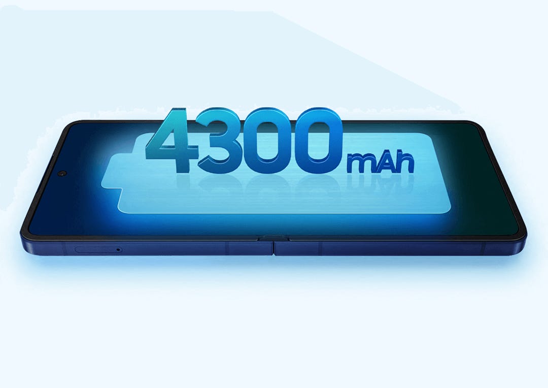 An illustration of a large battery on the Z Flip 7 showcasing battery capacity