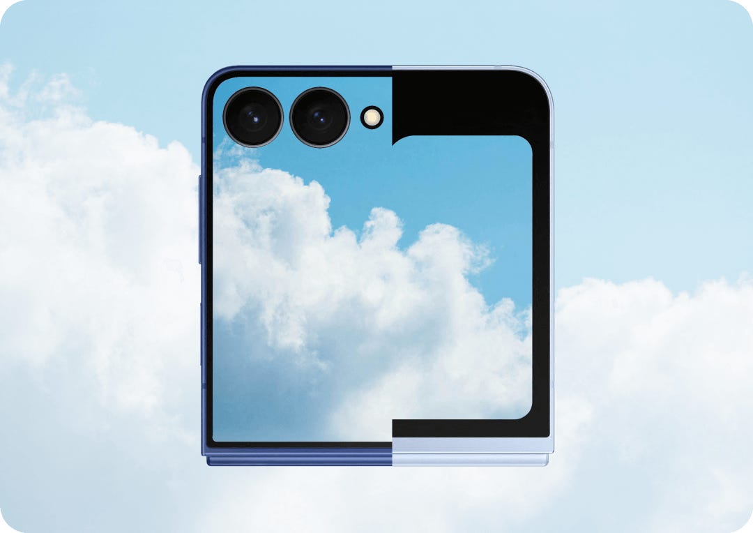 A composite image demonstrating how much thinner the flip7 is vs the Fold6