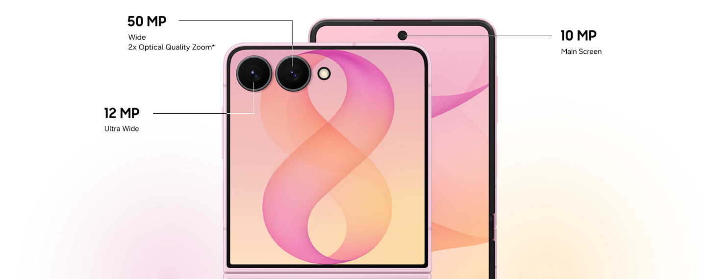 A view of the Galaxy Z Flip8's camera details