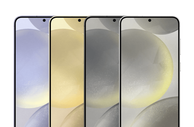 Image of the fronts of the Samsung Galaxy S24 Pluses and the four different colors