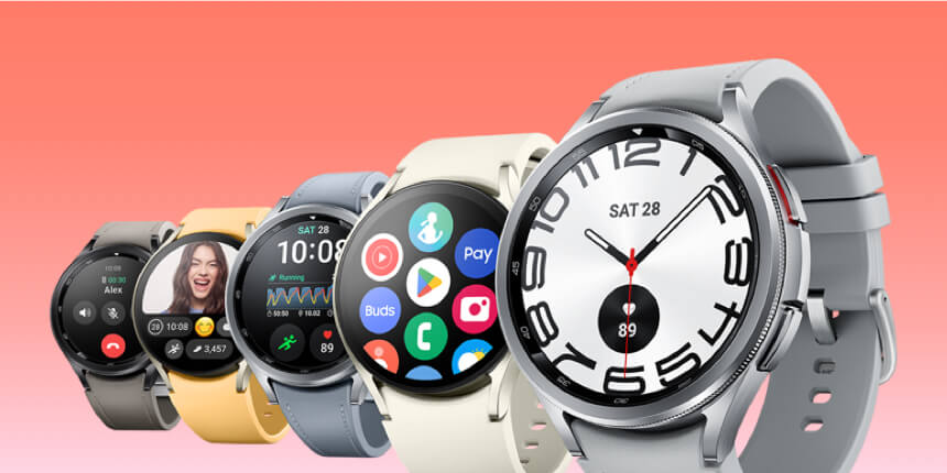 5 Samsung Galaxy Watch6 in a row