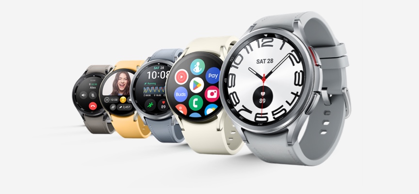 5 Samsung Galaxy Watches in a row